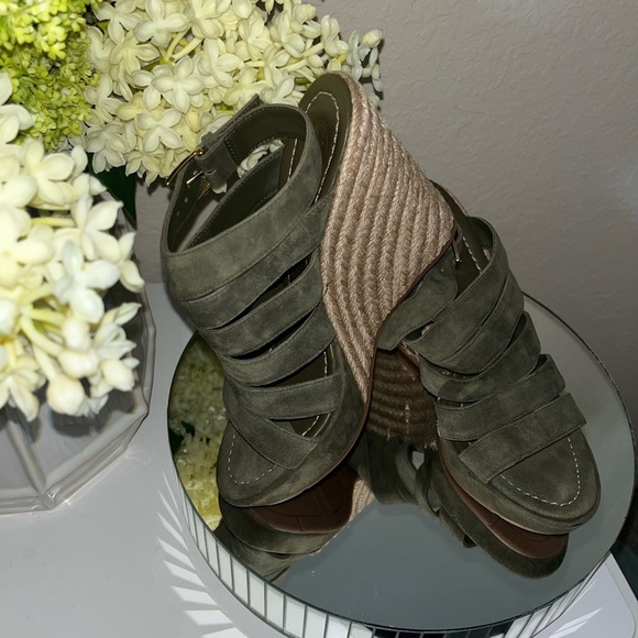 TORY BURCH Bailey Wedge Olive Green Espadrille Sandals - Picture 5 of 15